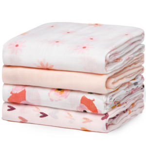 Muslin Swaddle Blanket 4 Pack-printed